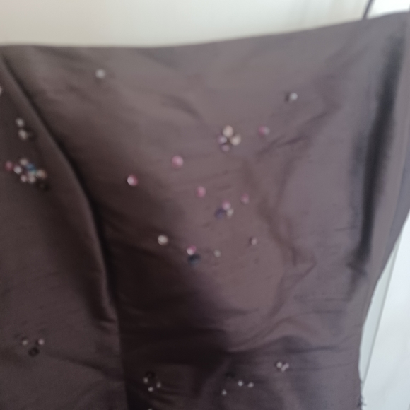 Ann Taylor brown silk embellished mini dress sz 4 - Picture 3 of 5